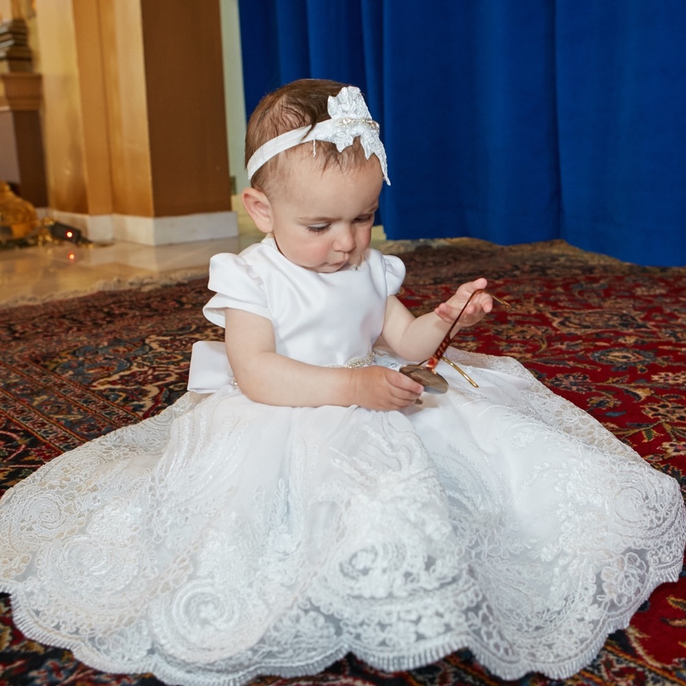 Sequined dress with crystal belt and headband